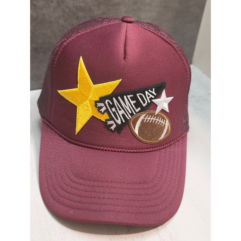 Otto Game Day Football Star Mesh Trucker Hat Maroon Snapback Cap 39-165